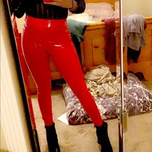 Fashion nova red leather pants